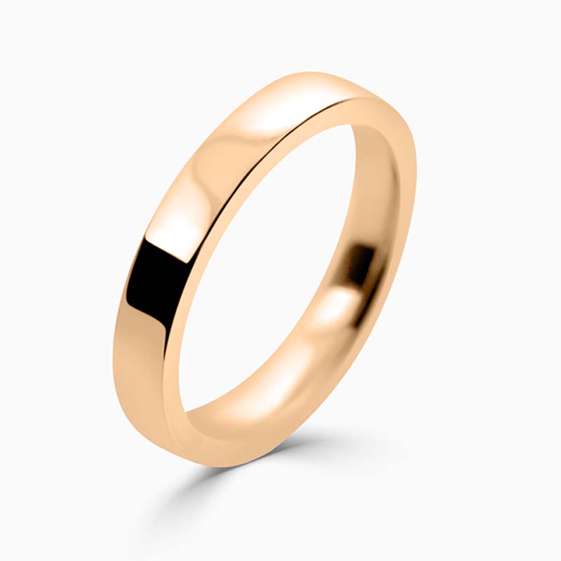 18ct Rose Gold 3mm Flat Court Flat Edge Medium Weight Wedding Ring