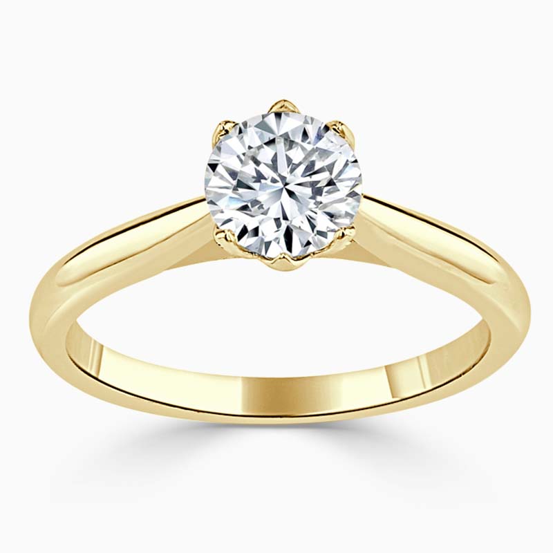18ct Yellow Gold Round Brilliant Lotus Engagement Ring