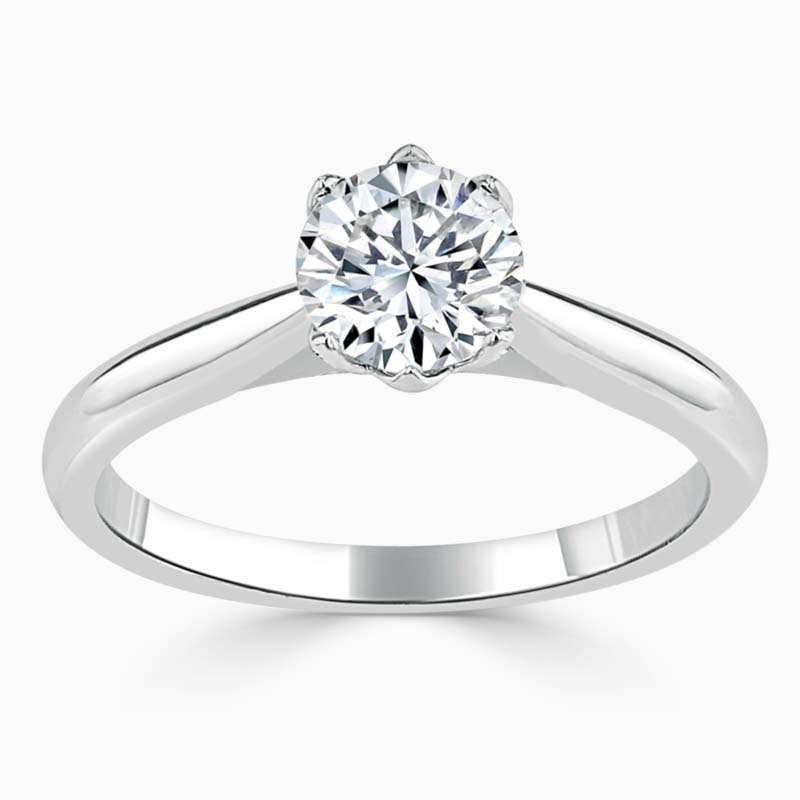 Platinum Round Brilliant Lotus Engagement Ring