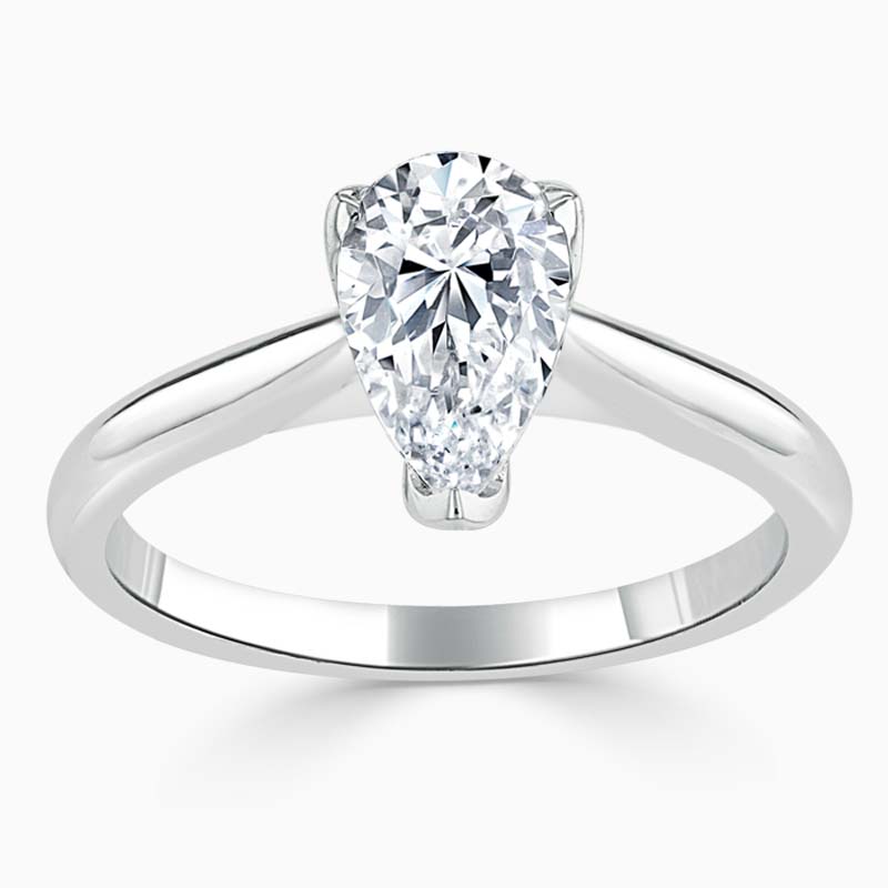 Platinum Pear Shape Lotus Engagement Ring