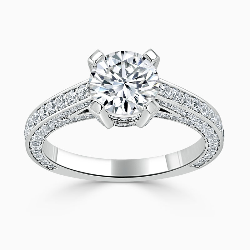 Platinum Round Brilliant Lucent Pavé Set Engagement Ring