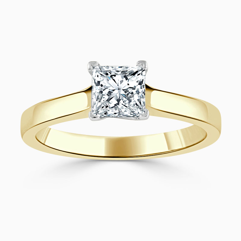 18ct Yellow Gold Princess Cut Openset Engagement Ring