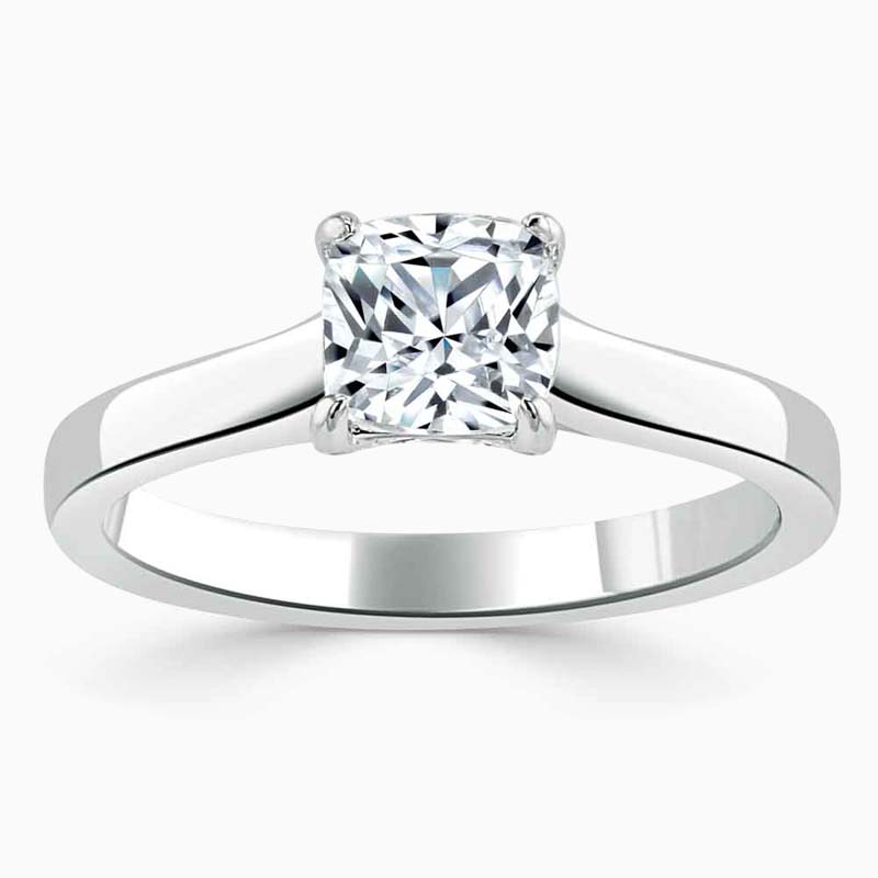18ct White Gold Cushion Cut Openset Engagement Ring
