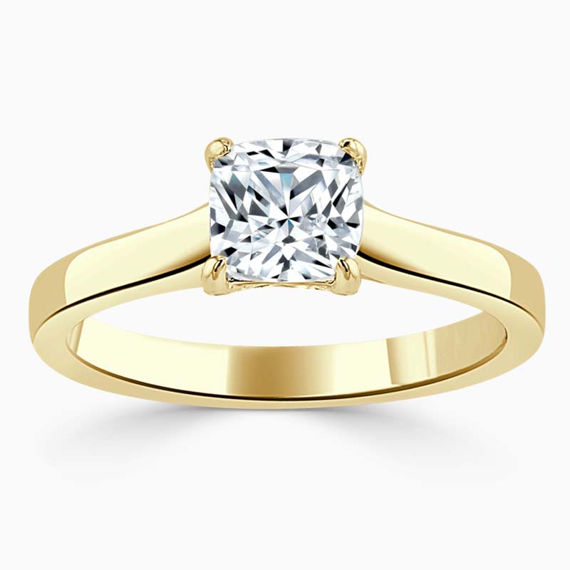 18ct Yellow Gold Cushion Cut Openset Engagement Ring