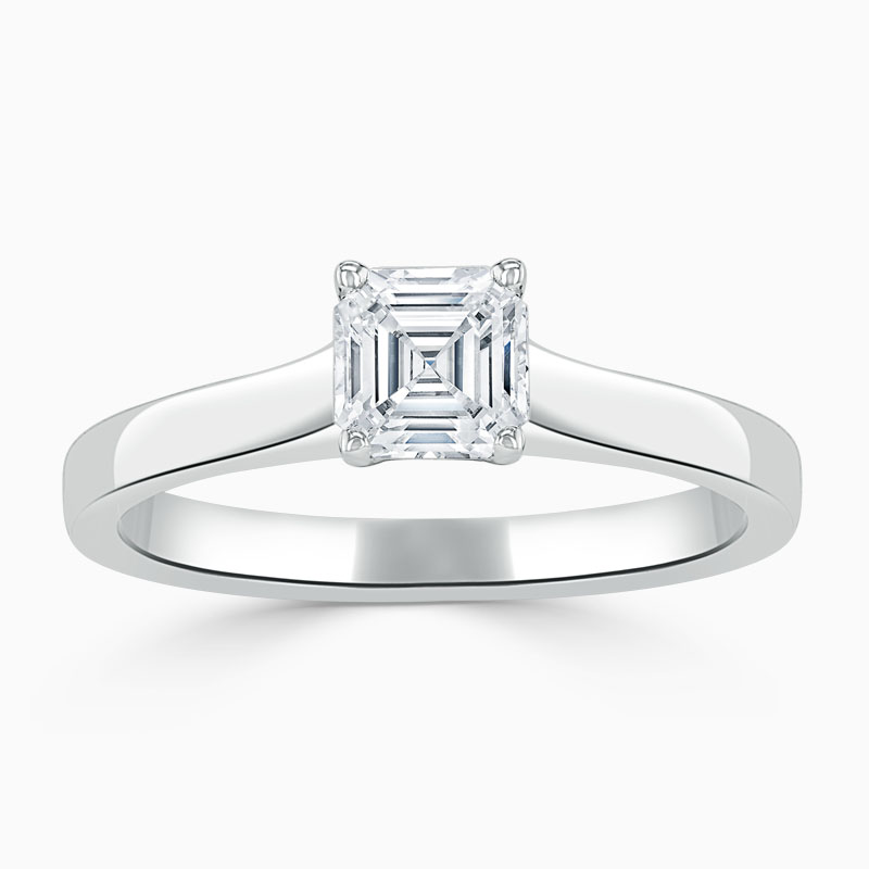 18ct White Gold Asscher Cut Openset Engagement Ring