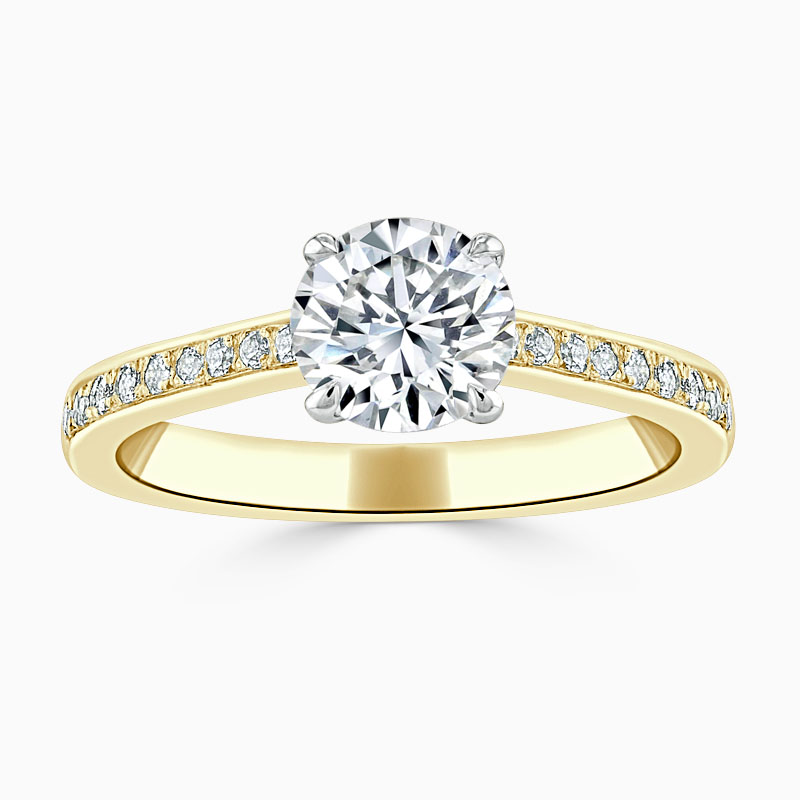 18ct Yellow Gold Round Brilliant Openset Pavé Engagement Ring