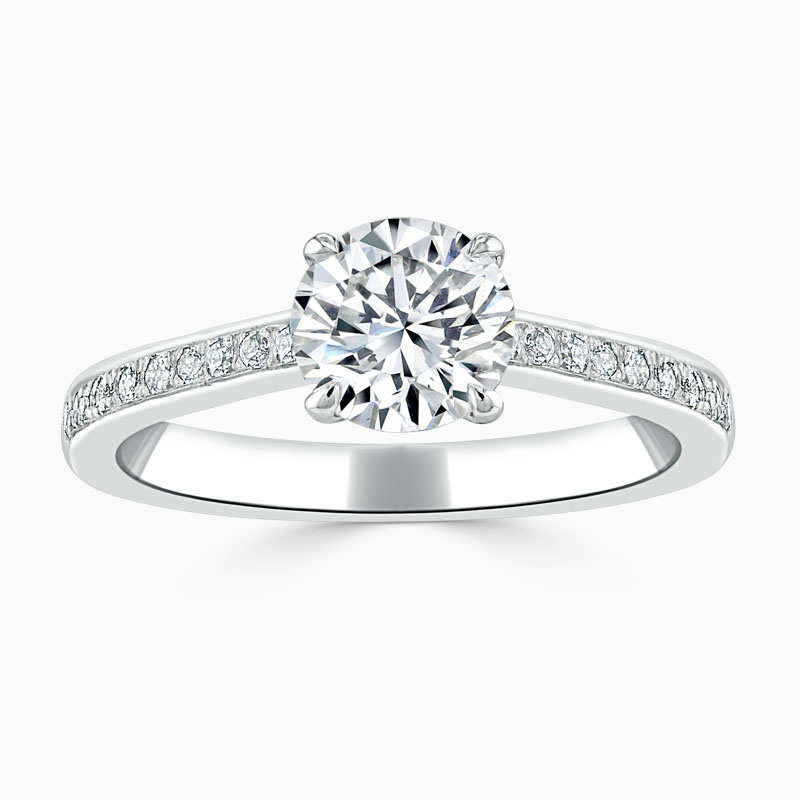 Platinum Round Brilliant Openset Pavé Engagement Ring