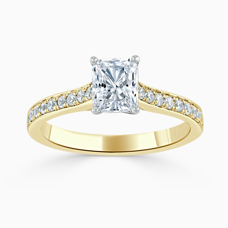 18ct Yellow Gold Radiant Cut Openset Pavé Engagement Ring