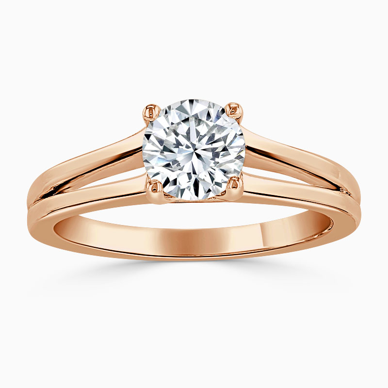 18ct Rose Gold Round Brilliant Split Shoulder Engagement Ring