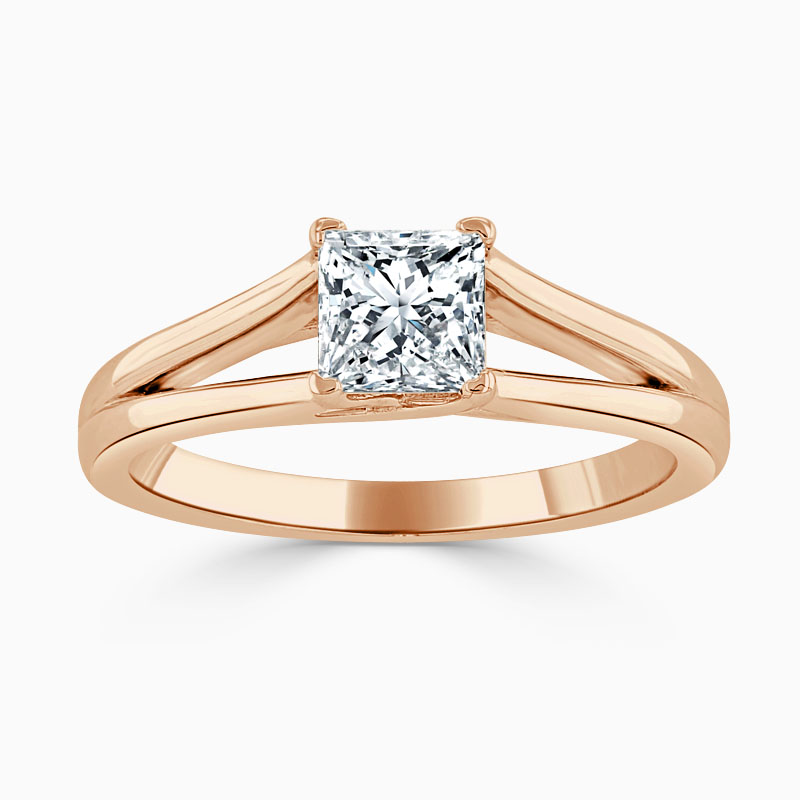 18ct Rose Gold Princess Cut Split Shoulder Engagement Ring