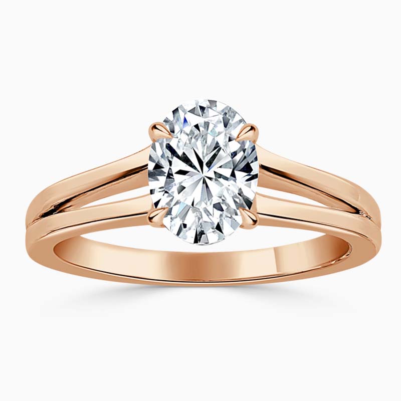 18ct Rose Gold Oval Shape Split Shoulder Engagement Ring