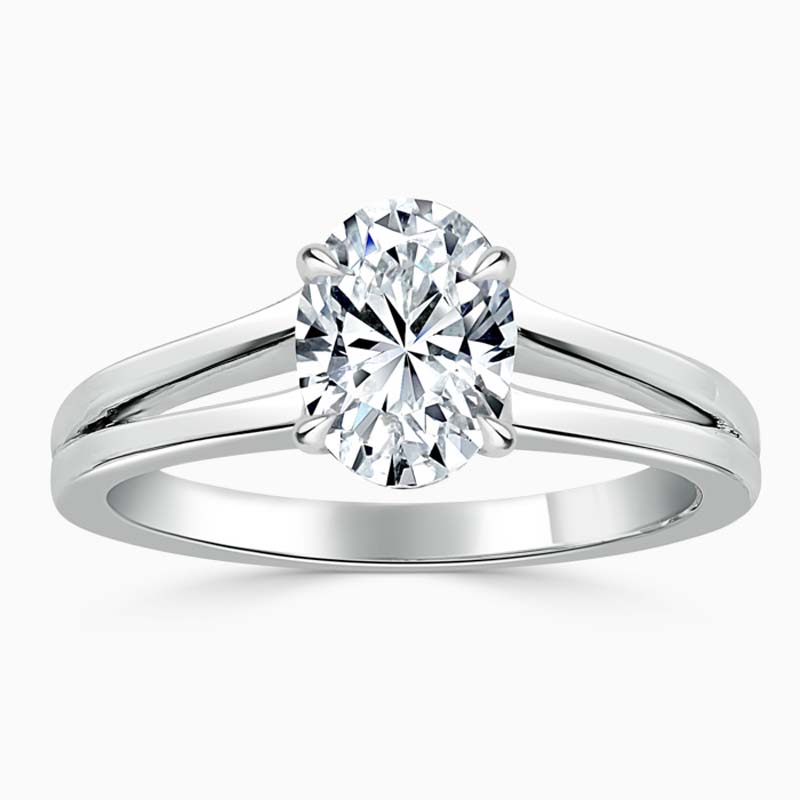 Platinum Oval Shape Split Shoulder Engagement Ring