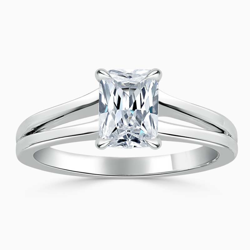 Platinum Radiant Cut Split Shoulder Engagement Ring