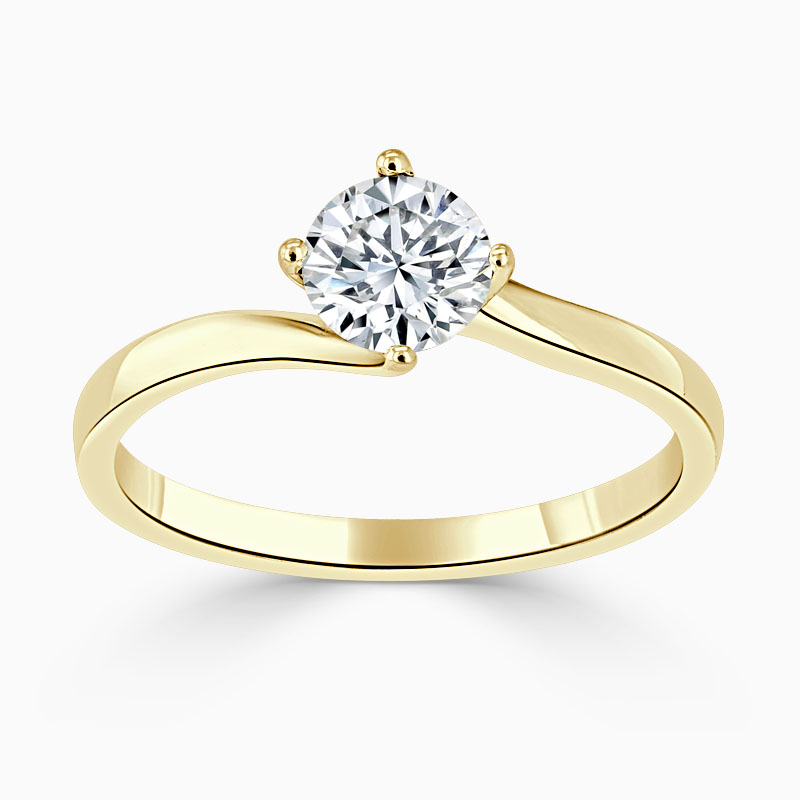 18ct Yellow Gold Round Brilliant Twist Engagement Ring