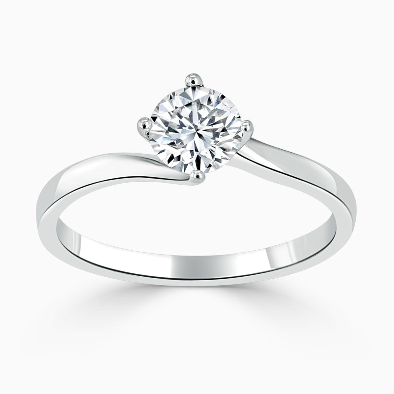 Platinum Round Brilliant Twist Engagement Ring