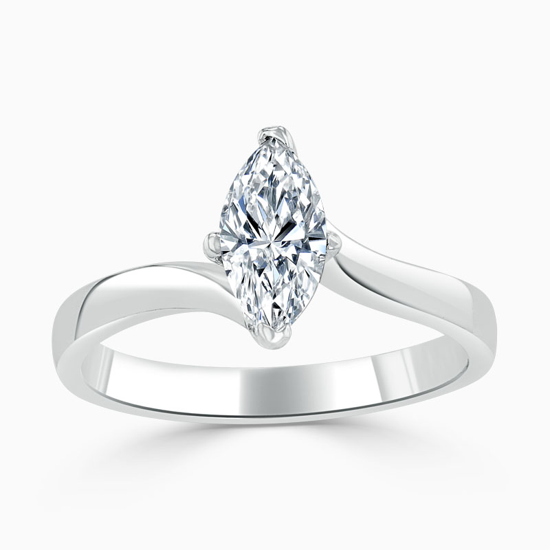 18ct White Gold Marquise Cut Twist Engagement Ring