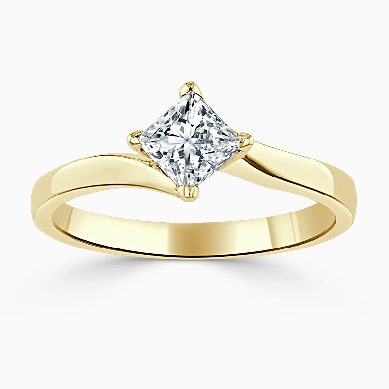 18ct Yellow Gold Princess Cut Twist Engagement Ring