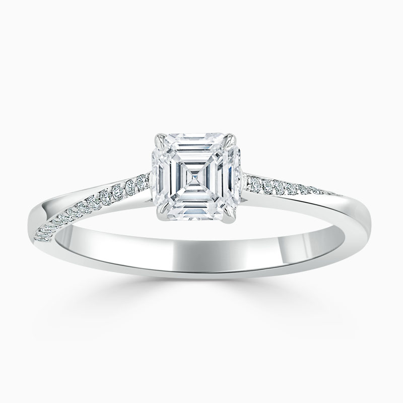 Platinum Asscher Cut Vortex Engagement Ring