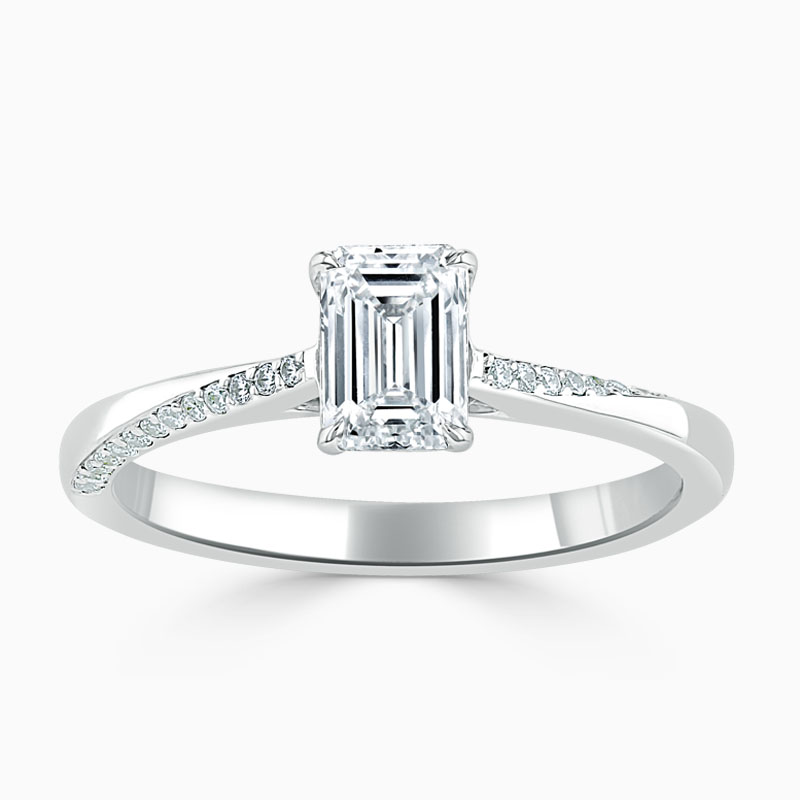 18ct White Gold Emerald Cut Vortex Engagement Ring