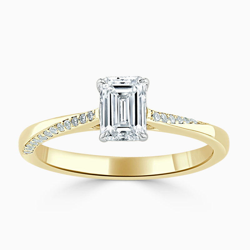 18ct Yellow Gold Emerald Cut Vortex Engagement Ring
