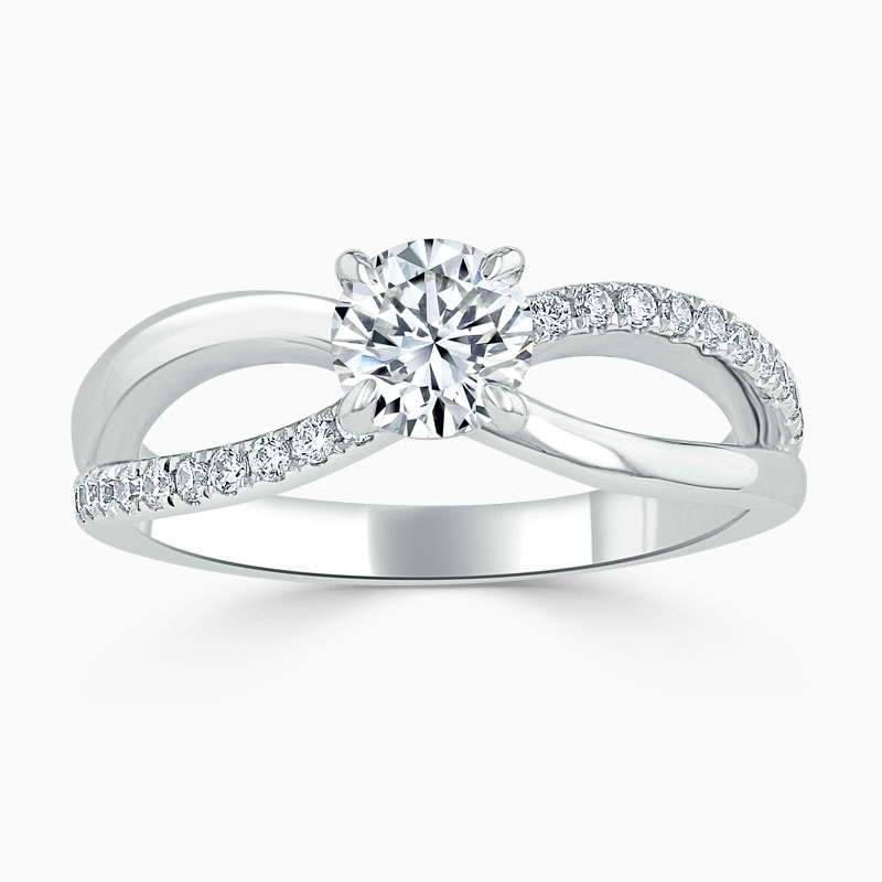 18ct White Gold Round Brilliant Woven Set Engagement Ring