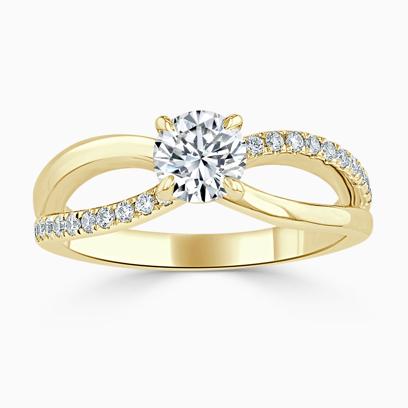 18ct Yellow Gold Round Brilliant Woven Set Engagement Ring