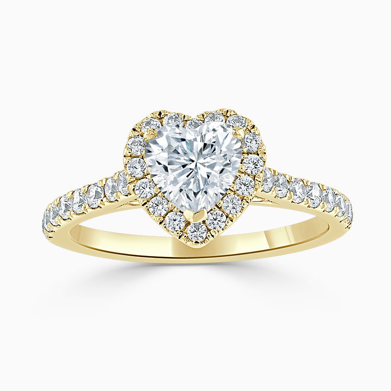 18ct Yellow Gold Heart Shape Classic Wedfit Halo Engagement Ring