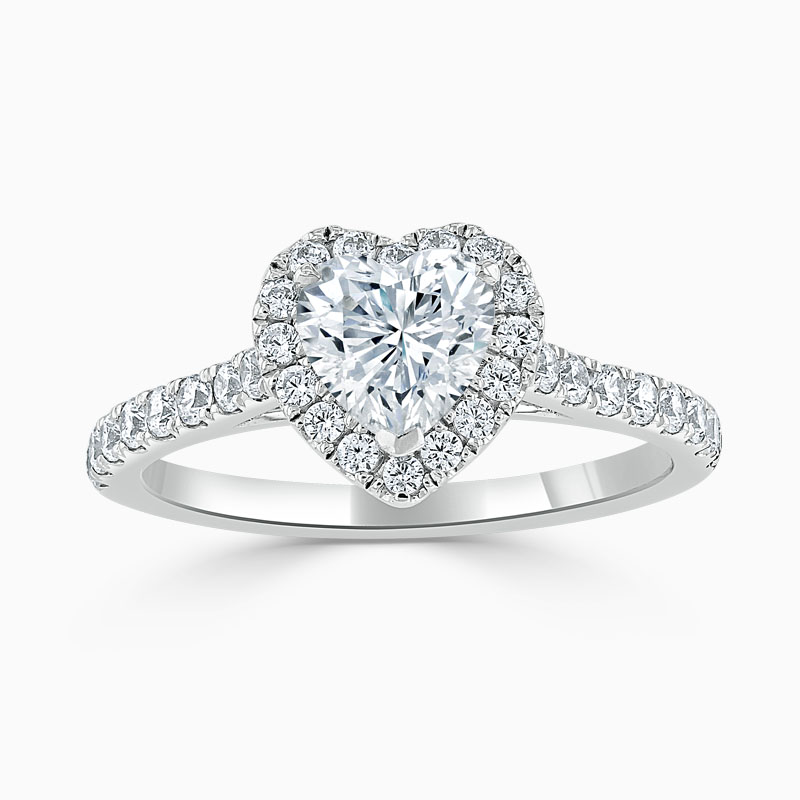 Platinum Heart Shape Classic Wedfit Halo Engagement Ring