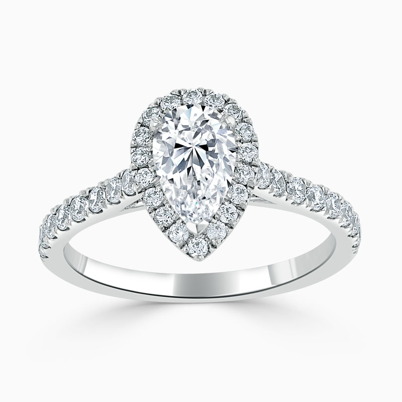 18ct White Gold Pear Shape Classic Wedfit Halo Engagement Ring
