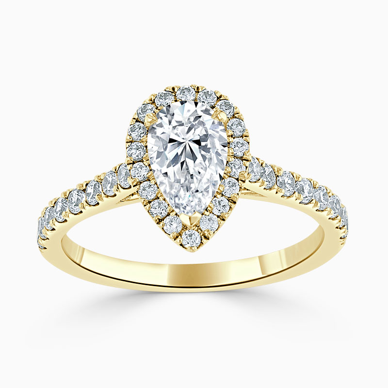 18ct Yellow Gold Pear Shape Classic Wedfit Halo Engagement Ring