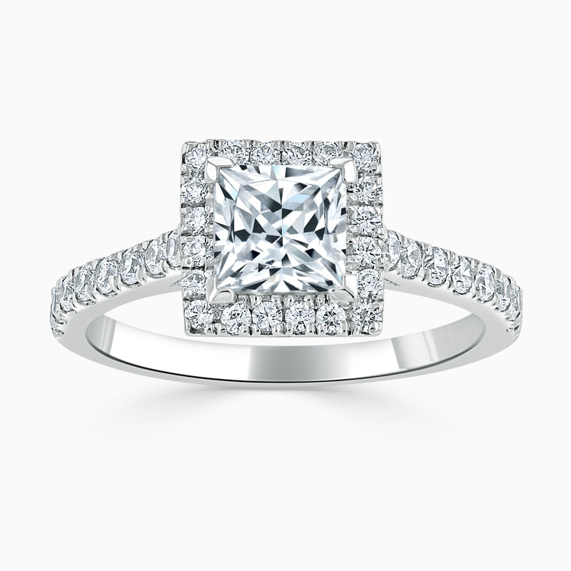 Platinum Princess Cut Classic Wedfit Halo Engagement Ring