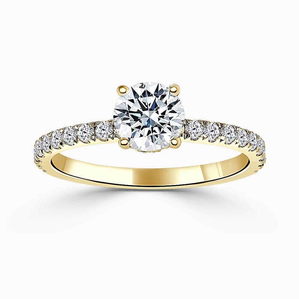 18ct Yellow Gold Round Brilliant Hidden Halo With Cutdown Engagement Ring