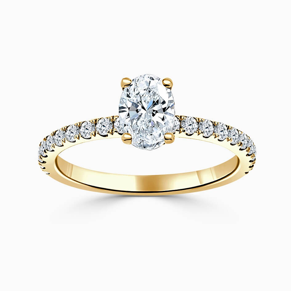 18ct Yellow Gold Oval Shape Hidden Halo With Cutdown Engagement Ring