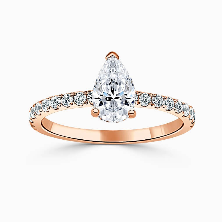 18ct Rose Gold Pear Shape Hidden Halo With Cutdown Engagement Ring