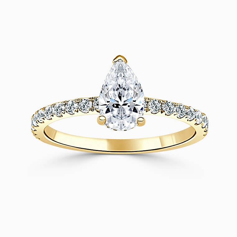18ct Yellow Gold Pear Shape Hidden Halo With Cutdown Engagement Ring