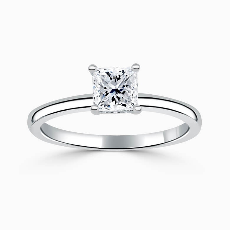 Platinum Princess Cut Hidden Halo Engagement Ring