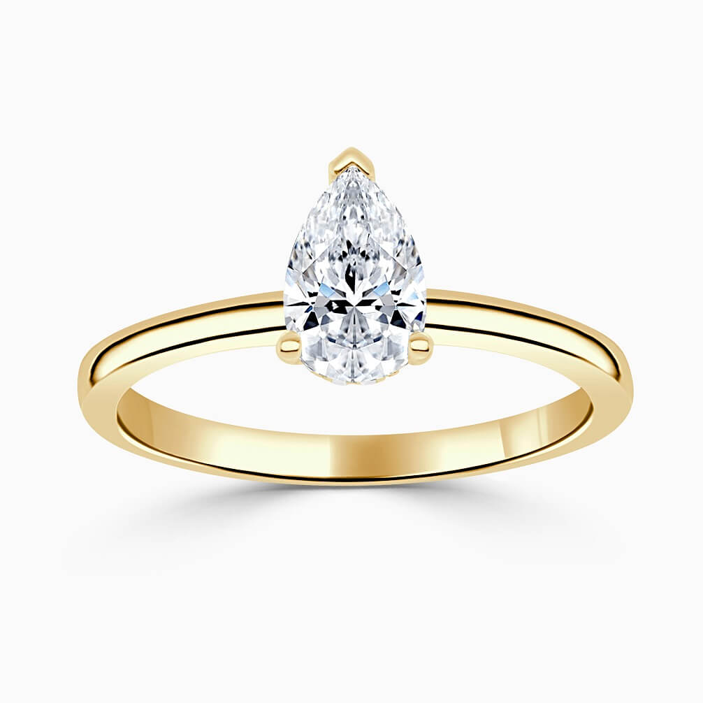 18ct Yellow Gold Pear Shape Hidden Halo Engagement Ring