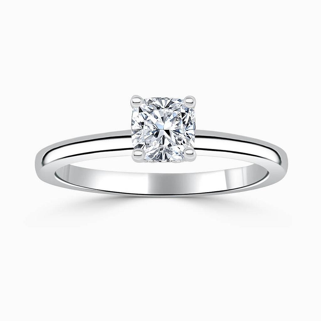 18ct White Gold Cushion Cut Hidden Halo Engagement Ring