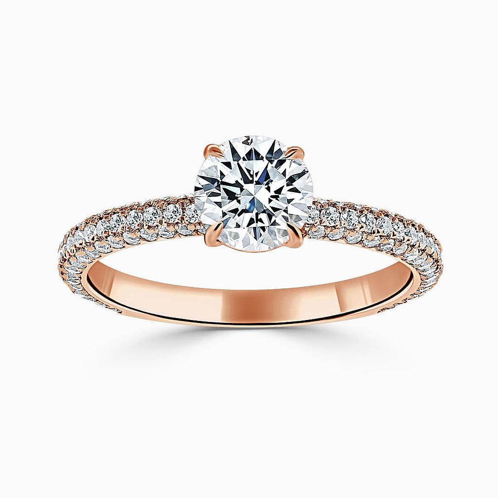 18ct Rose Gold Cushion Cut With Micro Pave Engagement Ring