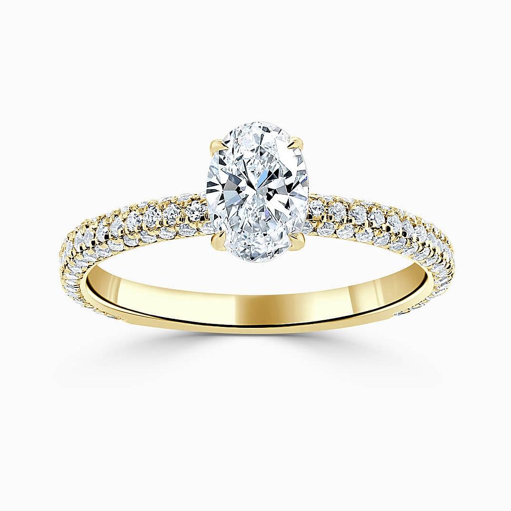 18ct Yellow Gold Oval Shape With Micro Pave Engagement Ring