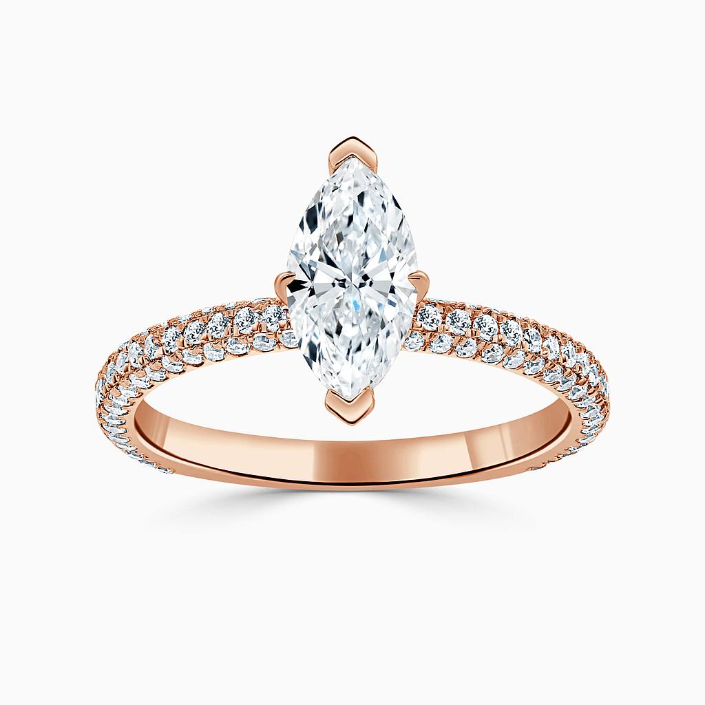 18ct Rose Gold Marquise Cut With Micro Pave Engagement Ring