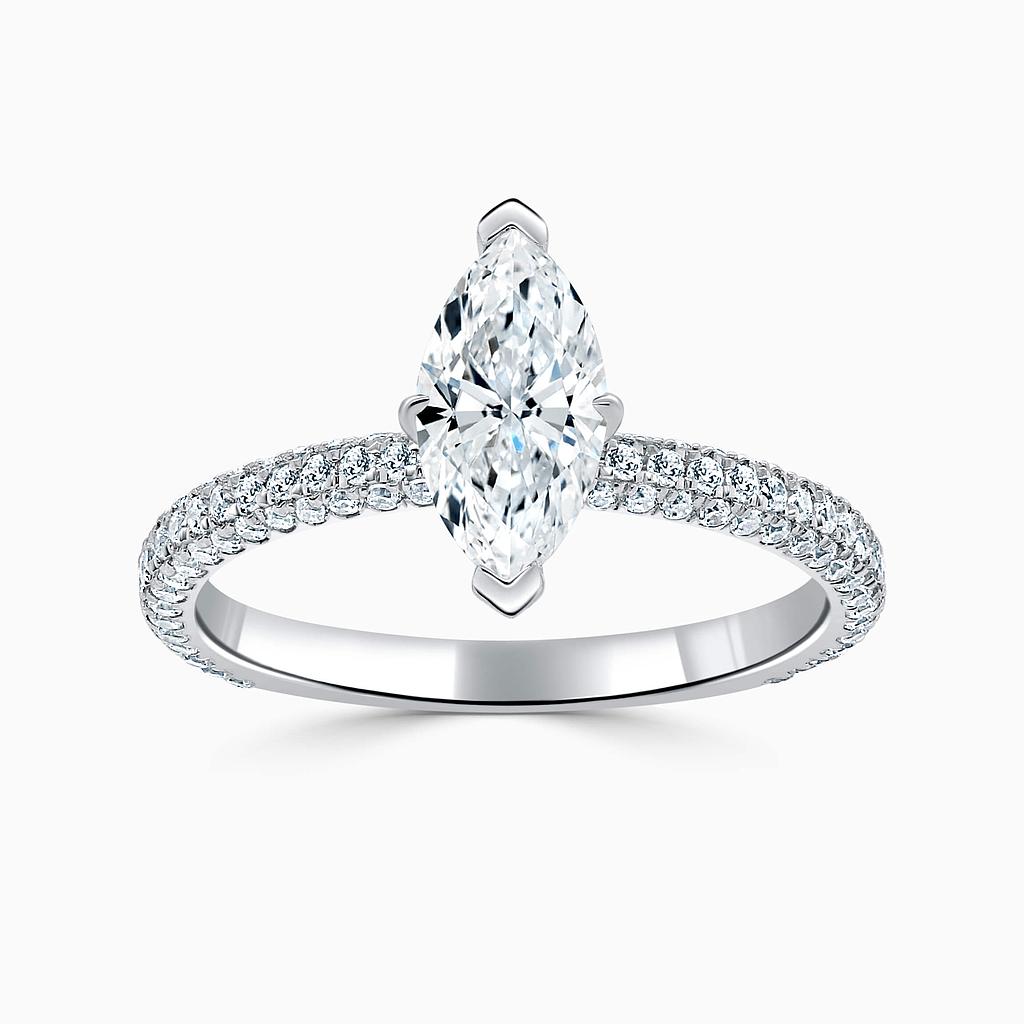 18ct White Gold Marquise Cut With Micro Pave Engagement Ring