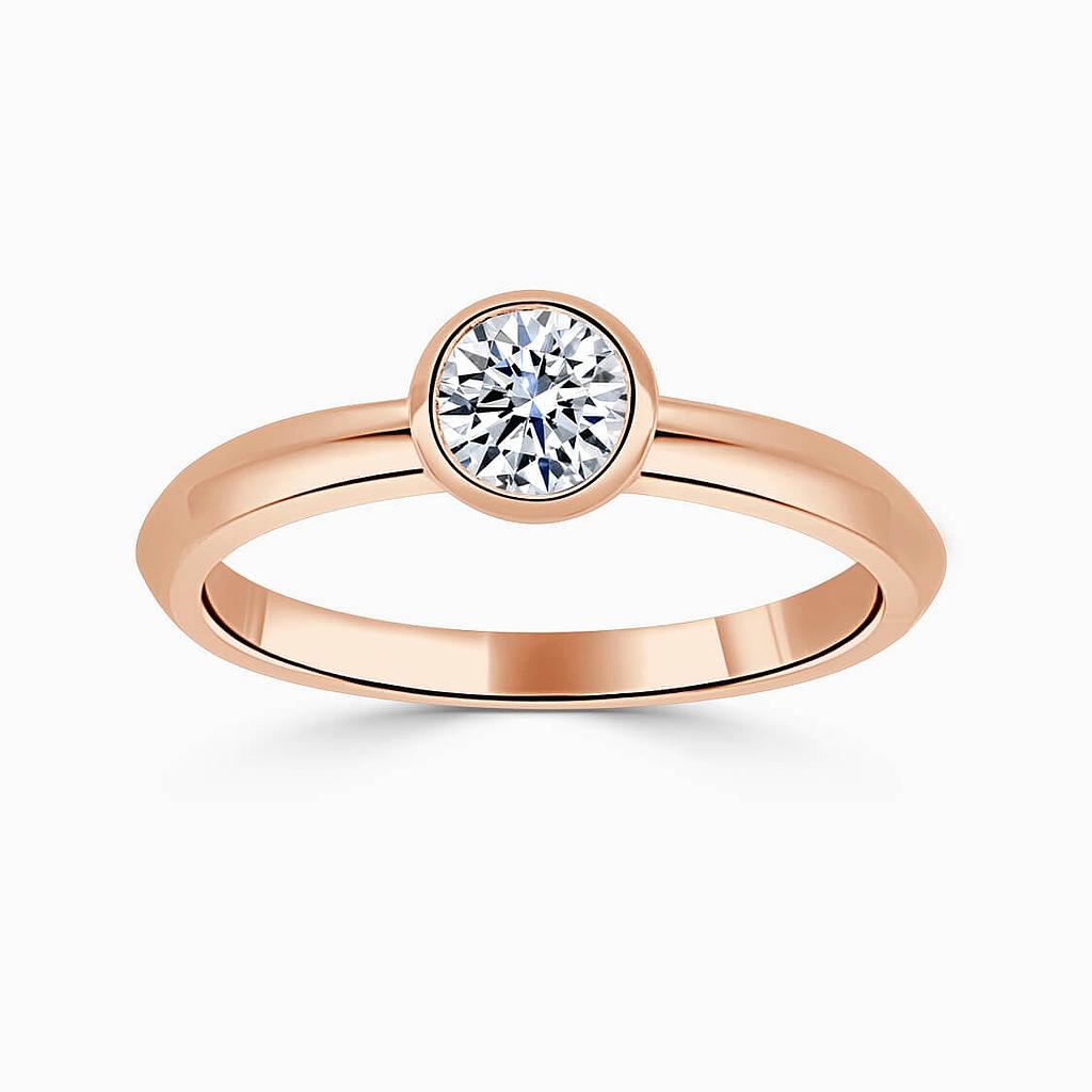 18ct Rose Gold Round Brilliant Rubover Engagement Ring