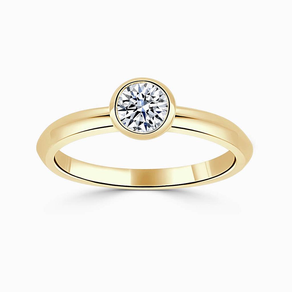 18ct Yellow Gold Round Brilliant Rubover Engagement Ring