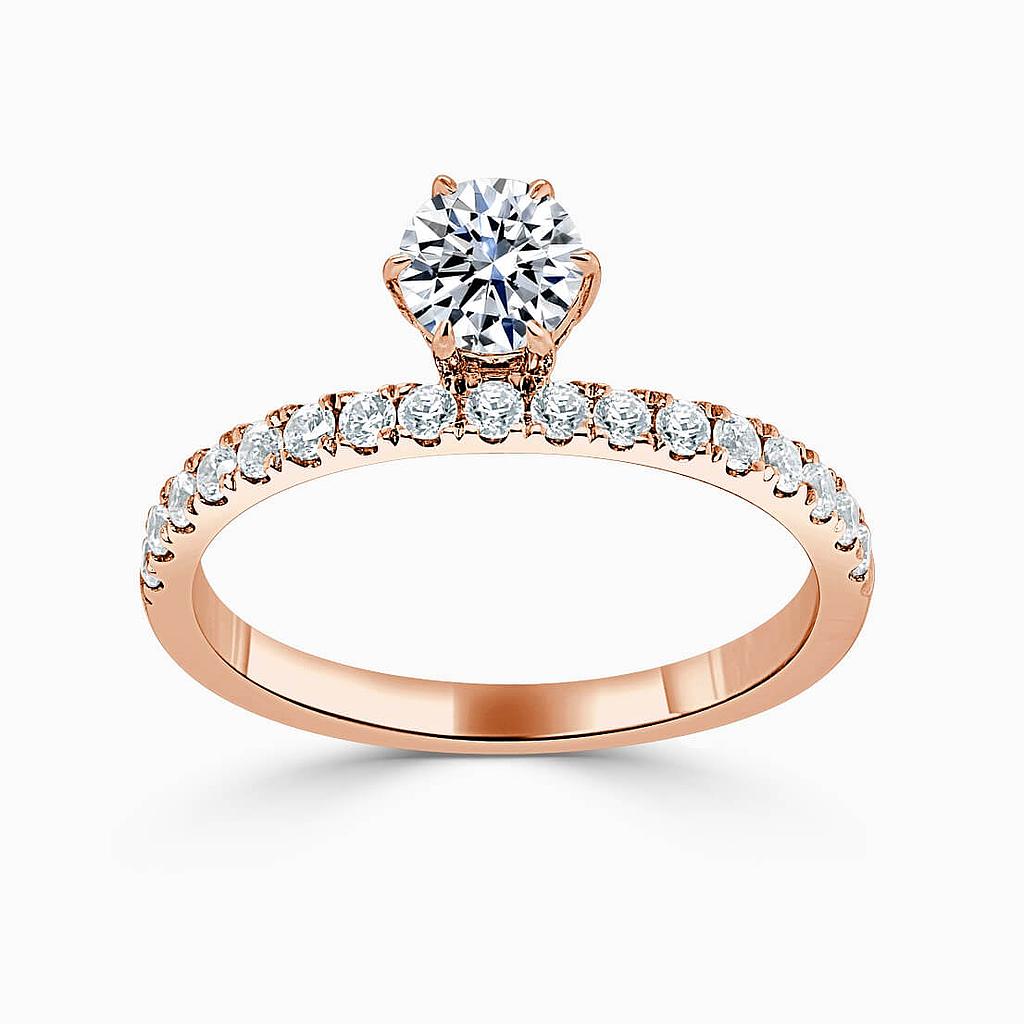 18ct Rose Gold Round Brilliant 6 Claw Overhang with Cutdown Engagement Ring