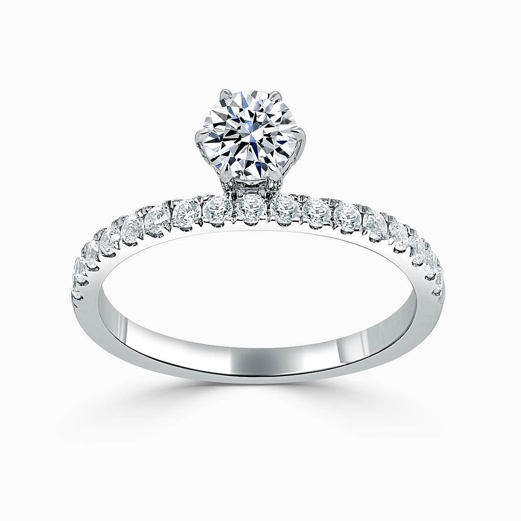 Platinum Round Brilliant 6 Claw Overhang with Cutdown Engagement Ring