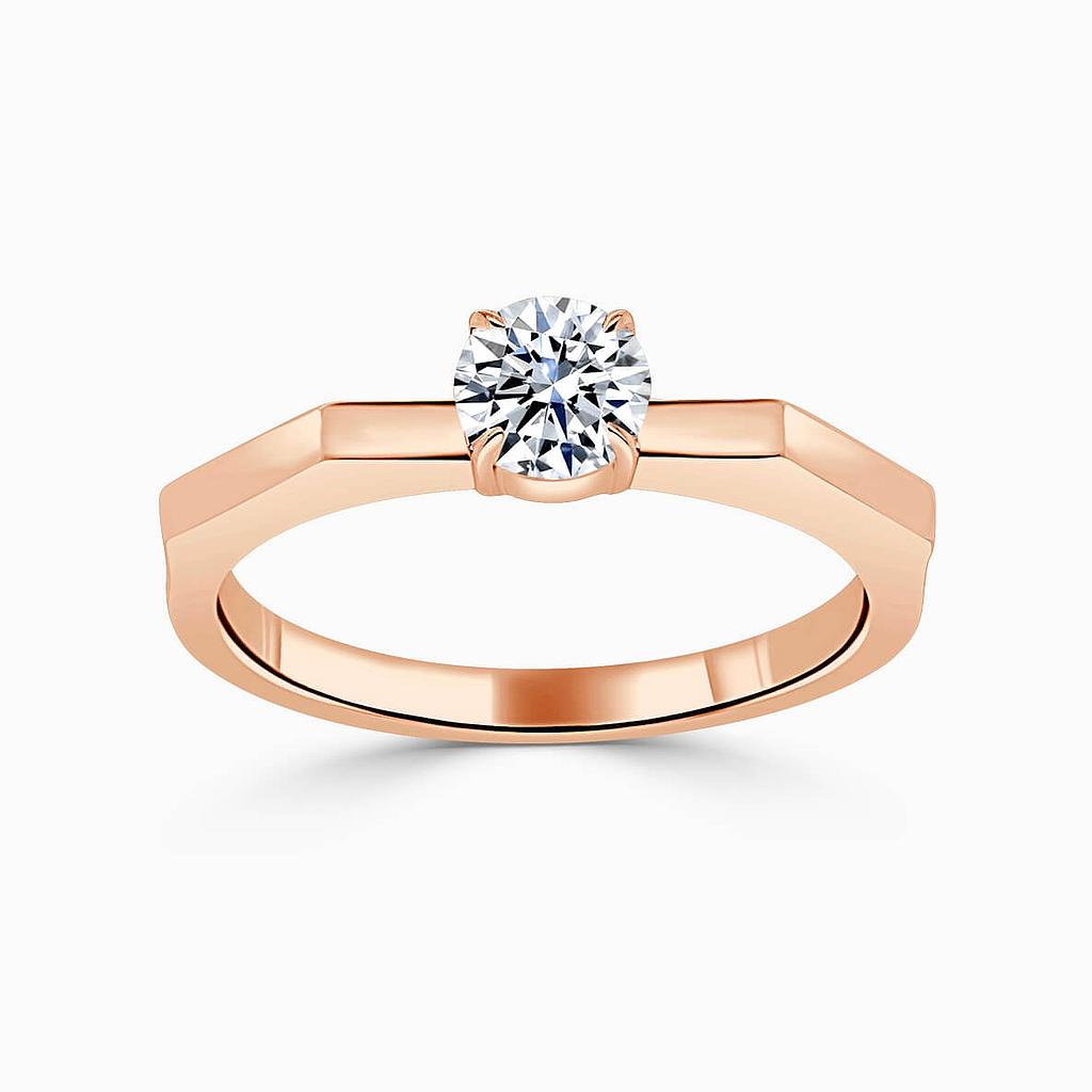 18ct Rose Gold Round Brilliant Geometric Engagement Ring