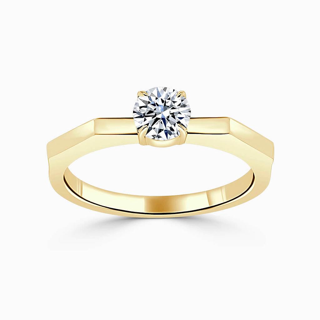 18ct Yellow Gold Round Brilliant Geometric Engagement Ring
