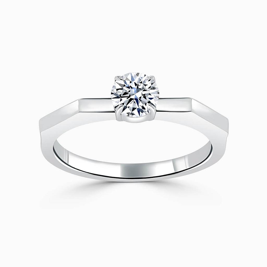 Platinum Round Brilliant Geometric Engagement Ring