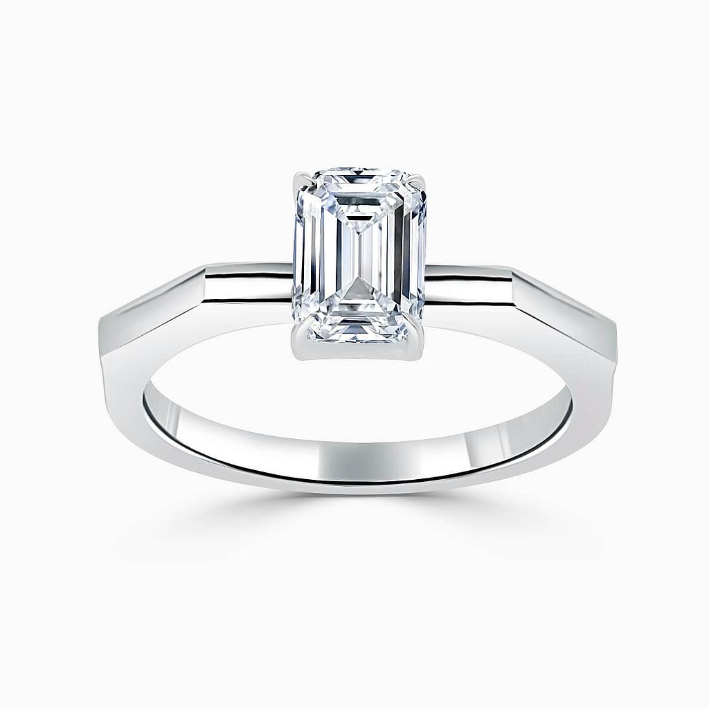 18ct White Gold Emerald Cut Geometric Engagement Ring